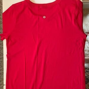 Red women’s lululemon tshirt